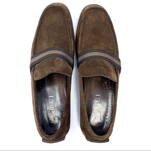 GUCCI Dark Brown Suede with Brown & Black Web Ribb - Picture 3 of 8